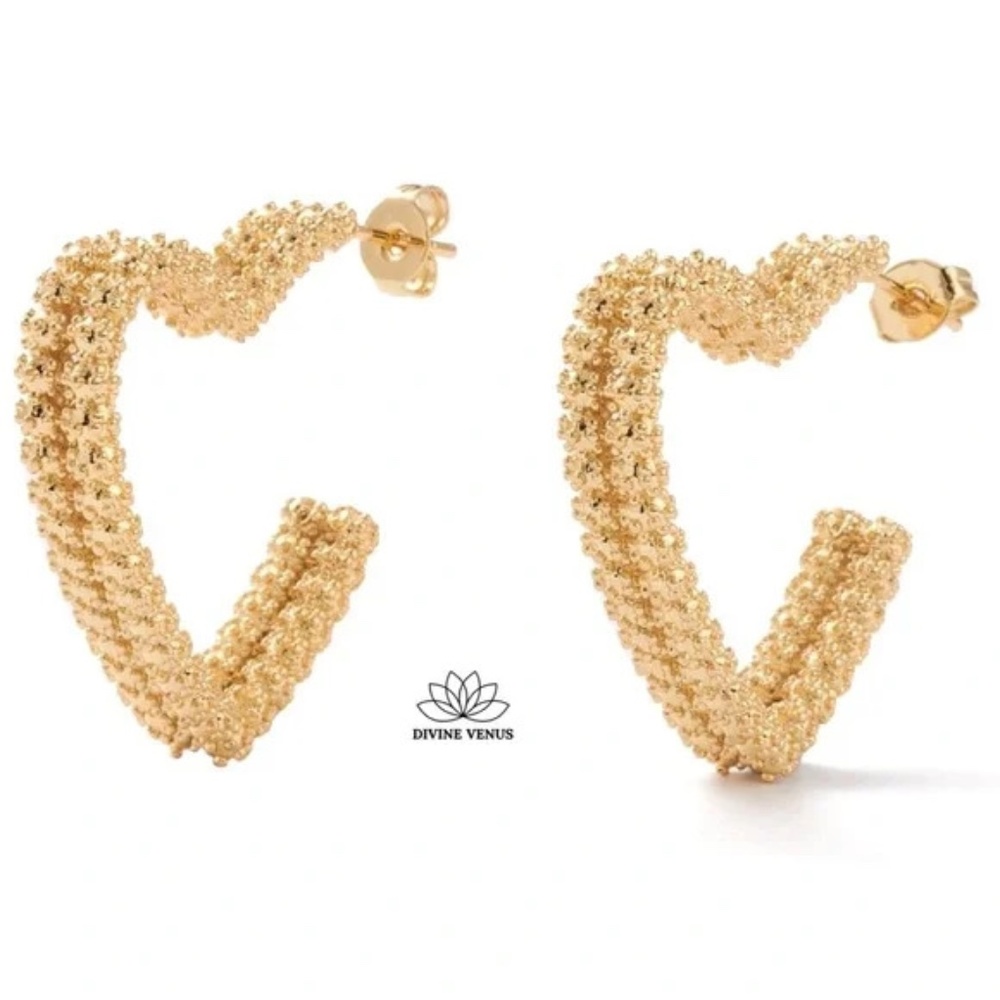 Heart Hoop Earrings | Gold Plated Brass